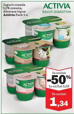Sorli ACTIVIA Iogurt cremós i0% cremós, diversos tipus oferta