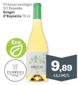 Sorli GREGAL D'ESPIELLS Vi blanc ecològic DO Penedès oferta