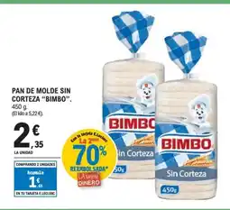 E.Leclerc BIMBO Pan de molde sin corteza oferta