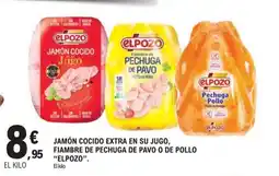 E.Leclerc ELPOZO Jamón cocido extra en su jugo, fiambre de pechuga de pavo o de pollo oferta