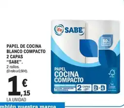 E.Leclerc SABE Papel de cocina blanco compacto 2 capas oferta