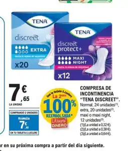 E.Leclerc TENA DISCREET Compresa de incontinencia oferta