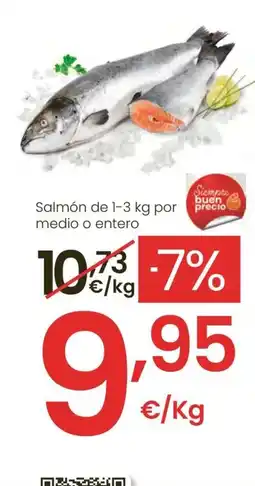 Eroski Salmón de 1-3 kg por precio medio o entero oferta