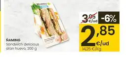 Eroski ŇAMING Sandwich delicious atún huevo oferta