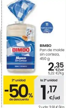 Eroski BIMBO Pan de molde sin corteza oferta