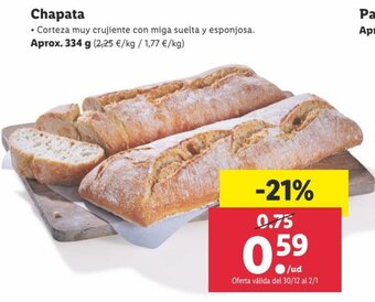 Lidl Chapata 334g oferta