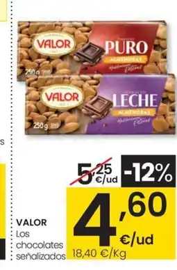 Eroski VALOR Los chocolates señalizadas oferta
