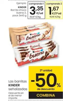 Eroski KINDER Barrita choco bueno oferta