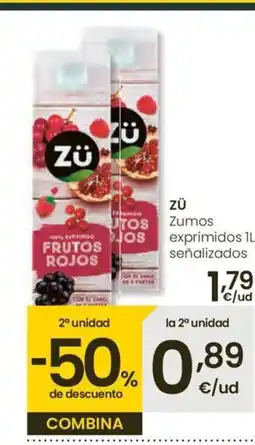 Eroski ZÜ Zumos exprimidos señalizados oferta