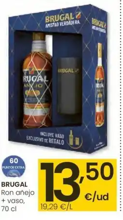 Eroski BRUGAL Ron añejo + vaso oferta