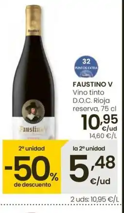 Eroski FAUSTINO V Vino tinto D.O.C. Rioja reserva oferta