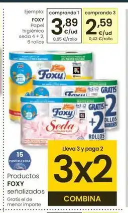 Eroski FOXY Papel higiénico seda 4 + 2, 6 rollos oferta