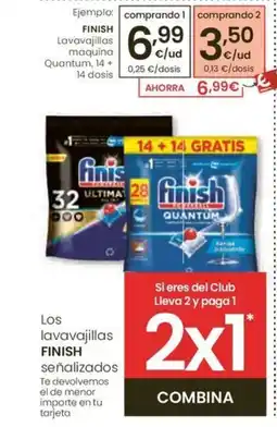 Eroski FINISH Lavavajillas maquina Quantum, 14+ 14 dosis oferta