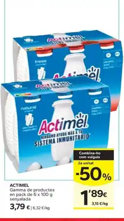 Caprabo ACTIMEL Gamma de productes en pack oferta
