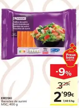 Caprabo EROSKI Barretes de surimi MSC oferta