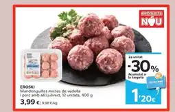 Caprabo EROSKI Mandonguilles mixtes de vedella i porc amb all i julivert, 12 unitats oferta