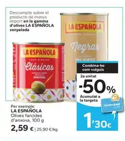 Caprabo LA ESPAÑOLA Olives farcides d'anxova oferta