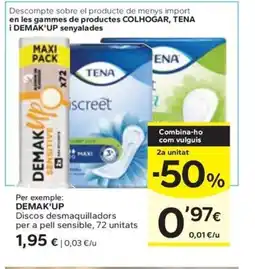 Caprabo DEMAK'UP Discos desmaquilladors per a pell sensible, 72 unitats oferta