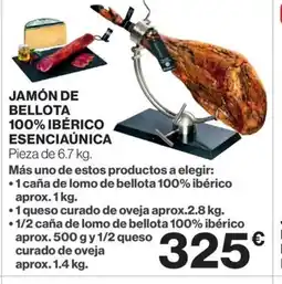 Hipercor Jamón de bellota ibérico 50% raza ibérica oferta