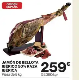 Hipercor Jamón de bellota ibérico 50% raza ibérica oferta