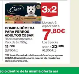 Hipercor CESAR Comida húmeda para perros adultos oferta