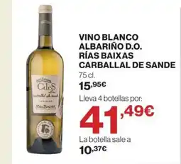 Hipercor Vino blanco albariño d.o. rías baixas carballal de sande oferta