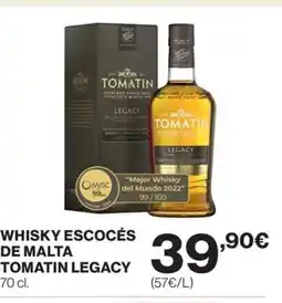 Hipercor TOMATIN LEGACY Whisky escocés de malta oferta