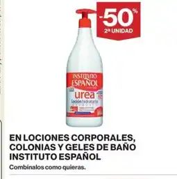 Hipercor INSTITUTO ESPAÑOL En lociones corporales, colonias y geles de baño oferta