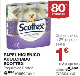 Hipercor SCOTTEX Papel higiénico acolchado oferta