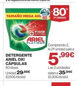 Hipercor Detergente ariel oxi cápsulas oferta
