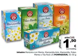 Masymas POMPADOUR Infusión Manzana con Menta, Manzanilla Anís, Manzanilla, Poleo Menta o Tila Pack-25 oferta