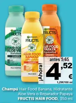 Masymas GARNIER Fructis hair food champú hair food banana, hidratante aloe vera o reparador papaya oferta