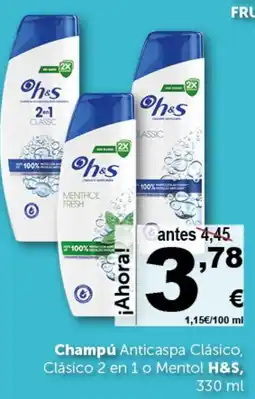 Masymas H&S Champú Anticaspa Clásico, Clásico 2 en 1 o Mentol oferta