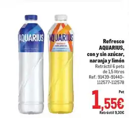 Makro AQUARIUS Refresco con y sin azúcar, naranja y limón oferta