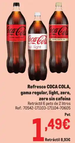 Makro COCA COLA Refresco gama regular, light, zero, zero sin cafeína oferta