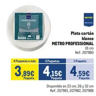 Makro METRO PROFESSIONAL Plato cartón blanco oferta