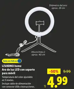 Lidl LIVARNO HOME Aro de luz LED con soporte para móvil oferta