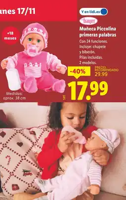 Lidl Muñeca Piccolina primeras palabras oferta