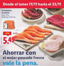 Lidl 5 escalopines de salmón oferta