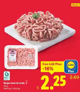 Lidl Burger meat de cerdo oferta