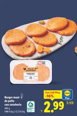 Lidl Burger meat de pollo con zanahoria oferta