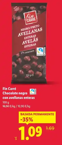 Lidl FIN CARRE Chocolate negro oferta