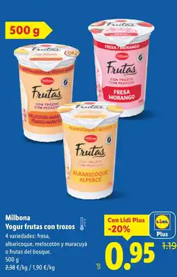 Lidl MILBONA Yogur frutas con trozos oferta