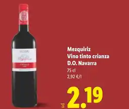 Lidl Mezquiriz Vino tinto crianza D.O. Navarra oferta