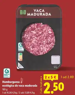 Lidl Hamburguesa ecológica de vaca madurada oferta