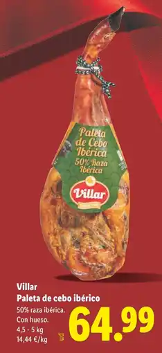 Lidl VILLAR Paleta de cebo ibérico oferta