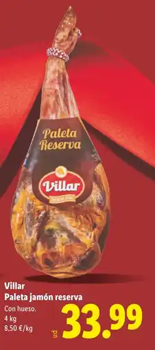 Lidl VILLAR Paleta jamón reserva oferta
