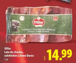 Lidl VILLAR Lote de chorizo, salchichón y lomo Duroc oferta