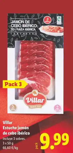 Lidl VILLAR Estuche jamón de cebo ibérico oferta