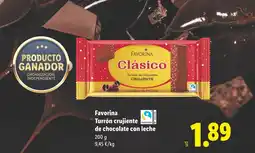 Lidl FAVORINA Turrón crujiente de chocolate con leche oferta